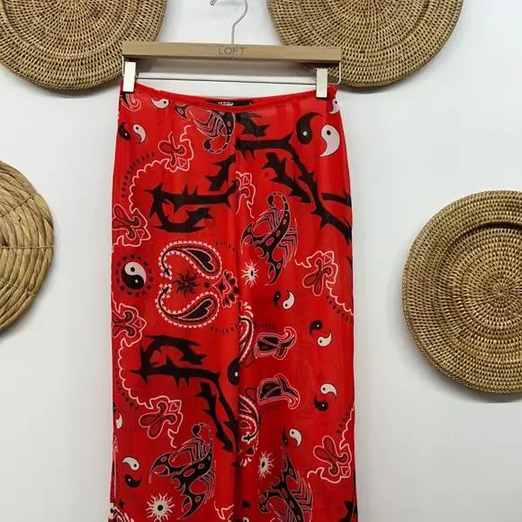 Jaded London Red Lightweight Ying Yang Straight Leg Pull On Pants Small - Picture 4 of 7